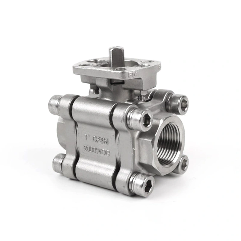 Actuator এর জন্য ISO 5211 বেস সহ 3PC বল ভালভ 2000WOG